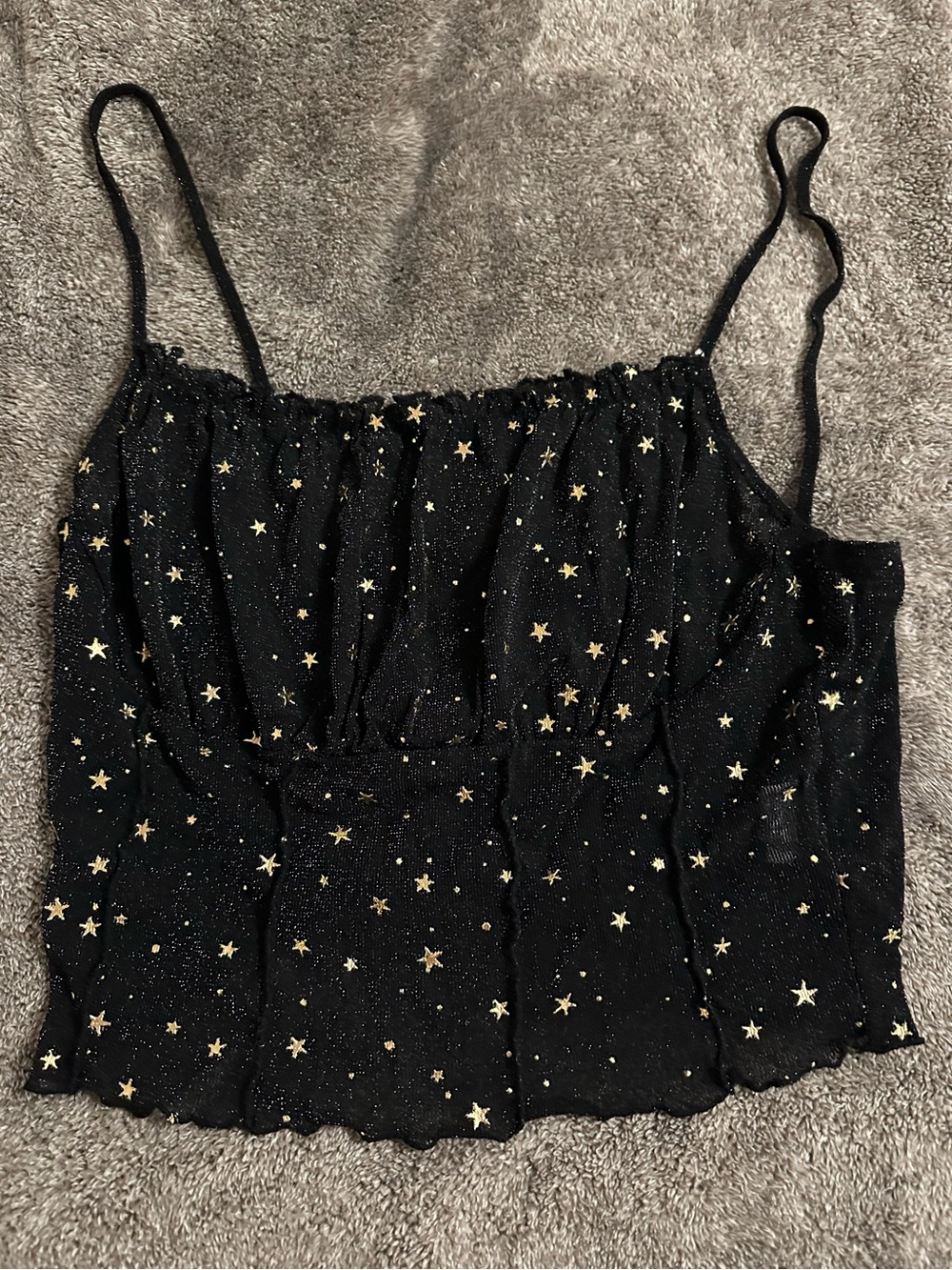 5/$20 Black Star-Print Spaghetti Strap Cami Top